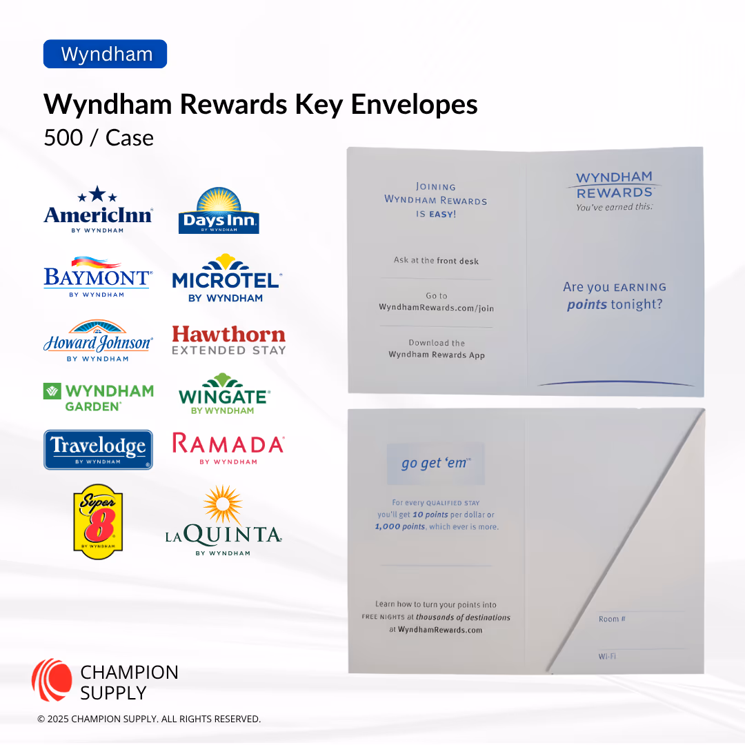 Key Envelope Wyndham Rewards, 500/Case